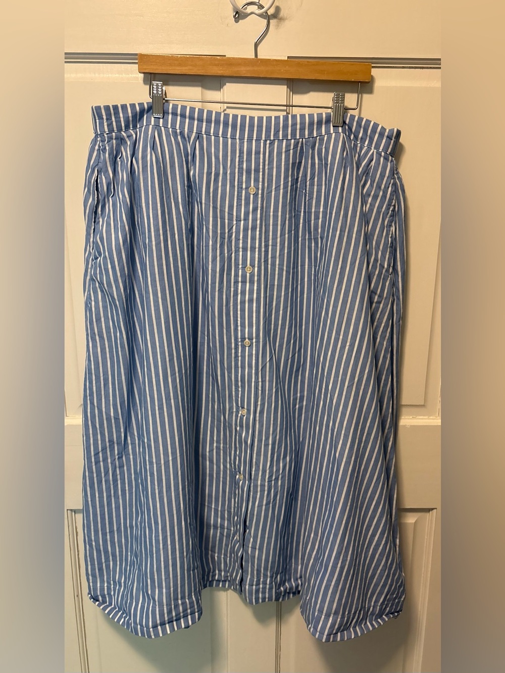 Pact organic cotton blue white striped coastal midi skirt women plus xxxl 3x